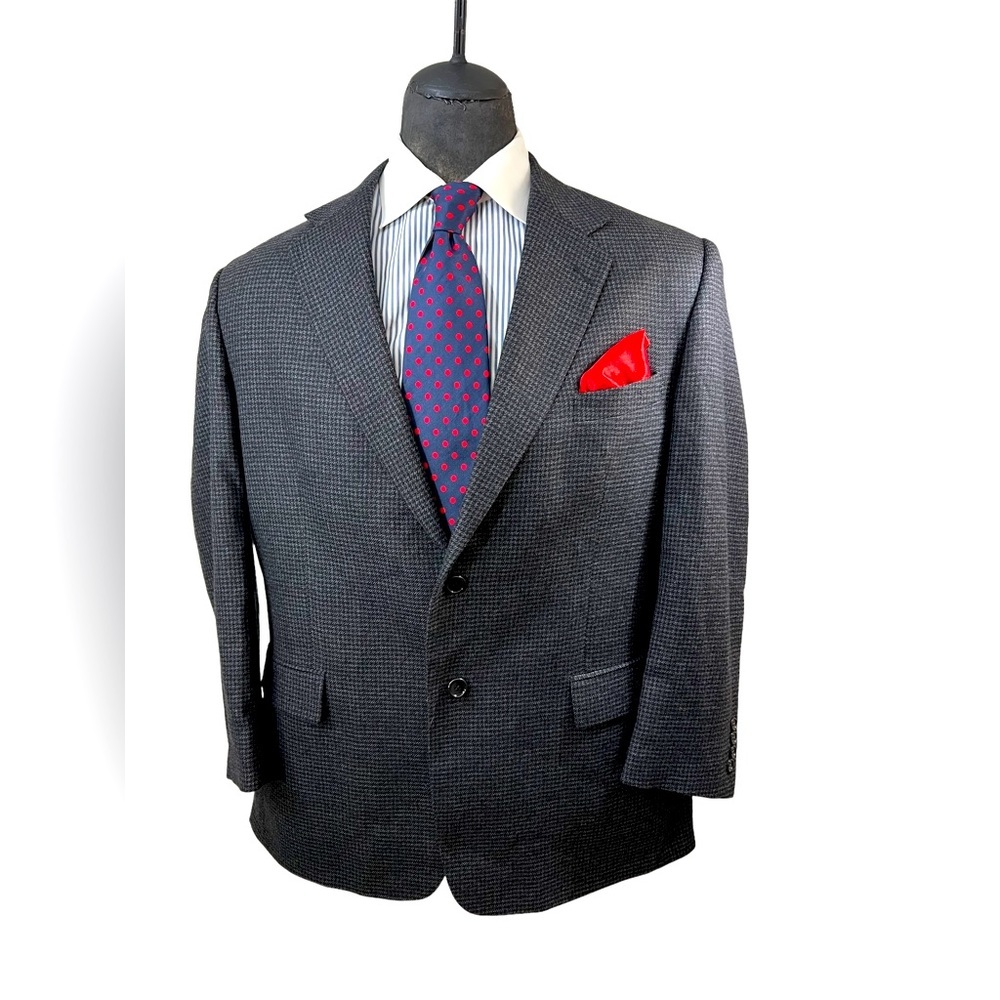 Evan Picone for Foleys mens Blazer 100% Lambs Wool tweed Blue size 44L☑️